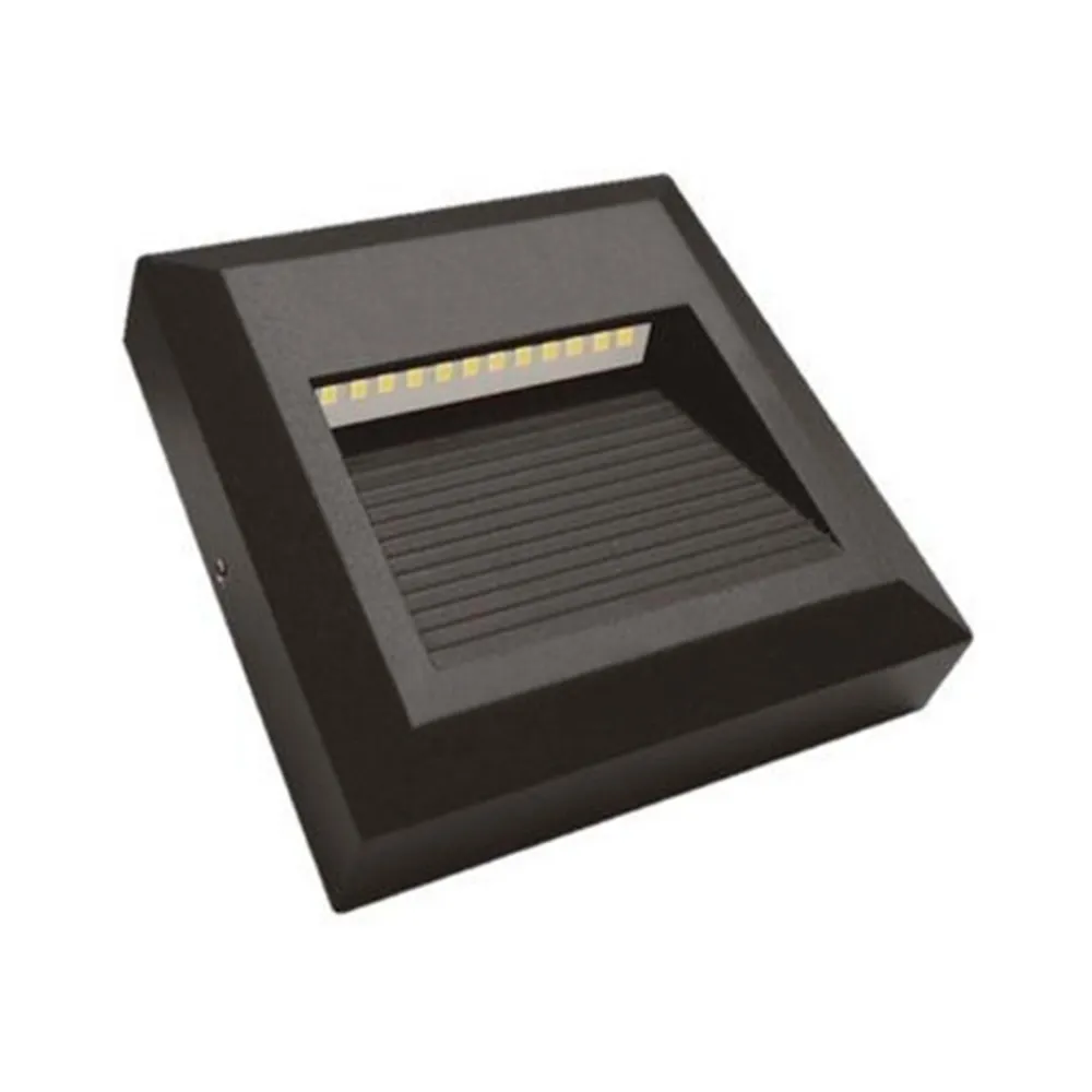 ARBOTANTE DECORATIVO LED CUADRADO 3W. 120V. 3000K NEGRO IP65 LUZ CALIDA ***ADIR***