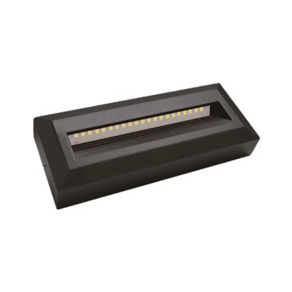 ARBOTANTE DECORATIVO LED RECTANGULAR 3W. 120V. 3000K NEGRO IP65 LUZ CALIDA ***ADIR***