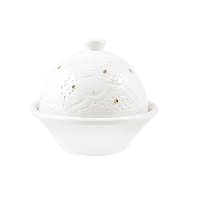Chabi Chic Botervloot - Empreinte -wit/goud - keramiek - Ø 9 cm x H 10 cm NOA MAY