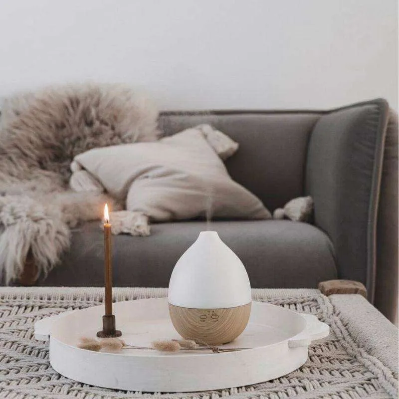Nimbus 2.0 - Geurwolkje® Aroma Diffuser - Licht hout - 200 ml - Tevens nachtlampje