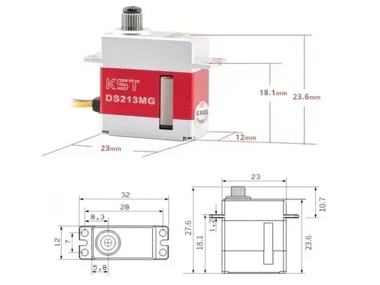 KST DS213MG V8.0 Micro Coreless 3.0Kgf.cm 0.07sec Van metaal Gear Digital Servo