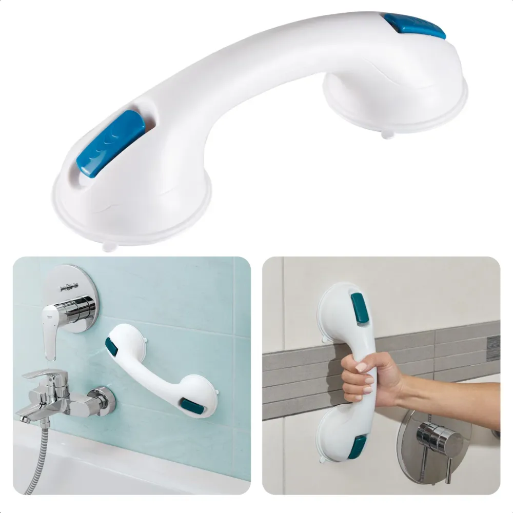 Cheqo® Badgreep Met Zuignappen - Douchegreep - Veiligheidsgreep - Veiligheidssteun Douche - Antislip Handgreep Bad - Kunst...