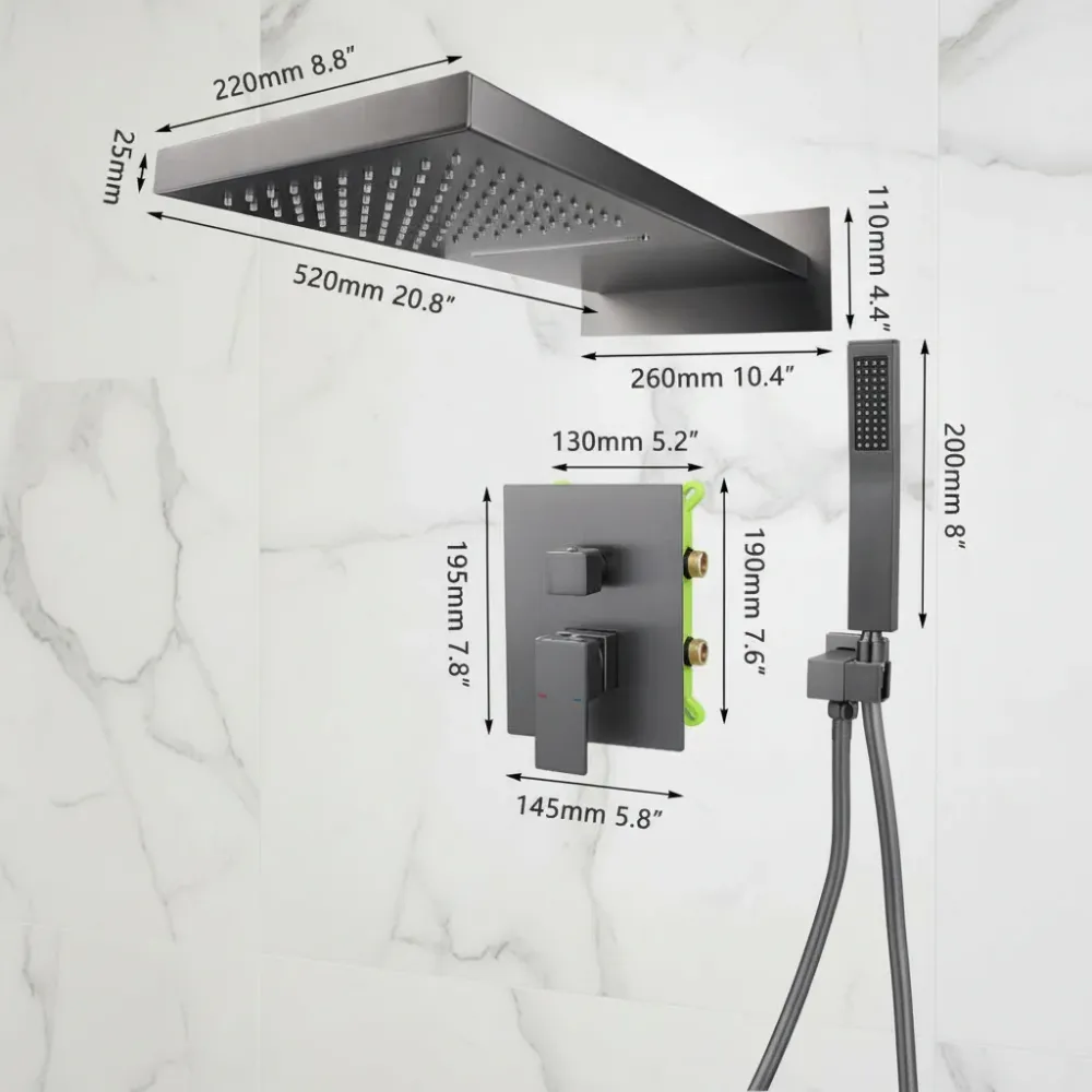 Luxe Gun Metal Inbouw Regendouche