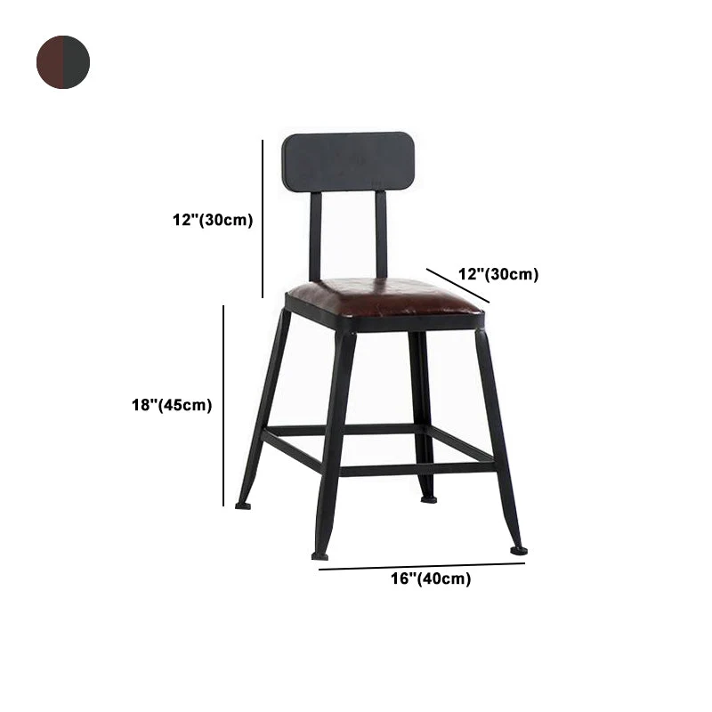 Industrial Armless Counter Stool Ijzer Bar Stool Leather Cushion and Pedal Cafe