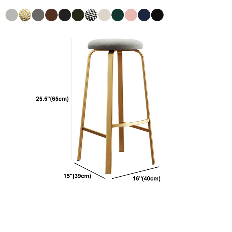 Nordic Armless Backless Counter Stool Ijzer Cafe Bar Stool Cushion and Pedal Grey