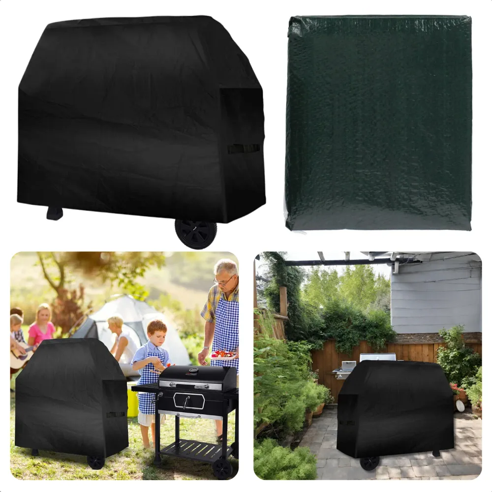 Cheqo® Zwarte Barbecuehoes - 122 x 71 x 76 cm - Polyethyleen - Barbecue Hoes - Waterbestendig - Extra Sterk - UV Beschermi...
