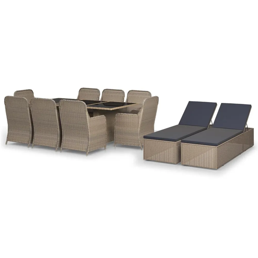 11-delige Tuinset poly rattan bruin Diverse Configuraties Leverbaar