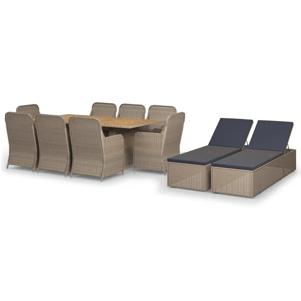 11-delige Tuinset poly rattan bruin Snel te Monteren | Complete Set