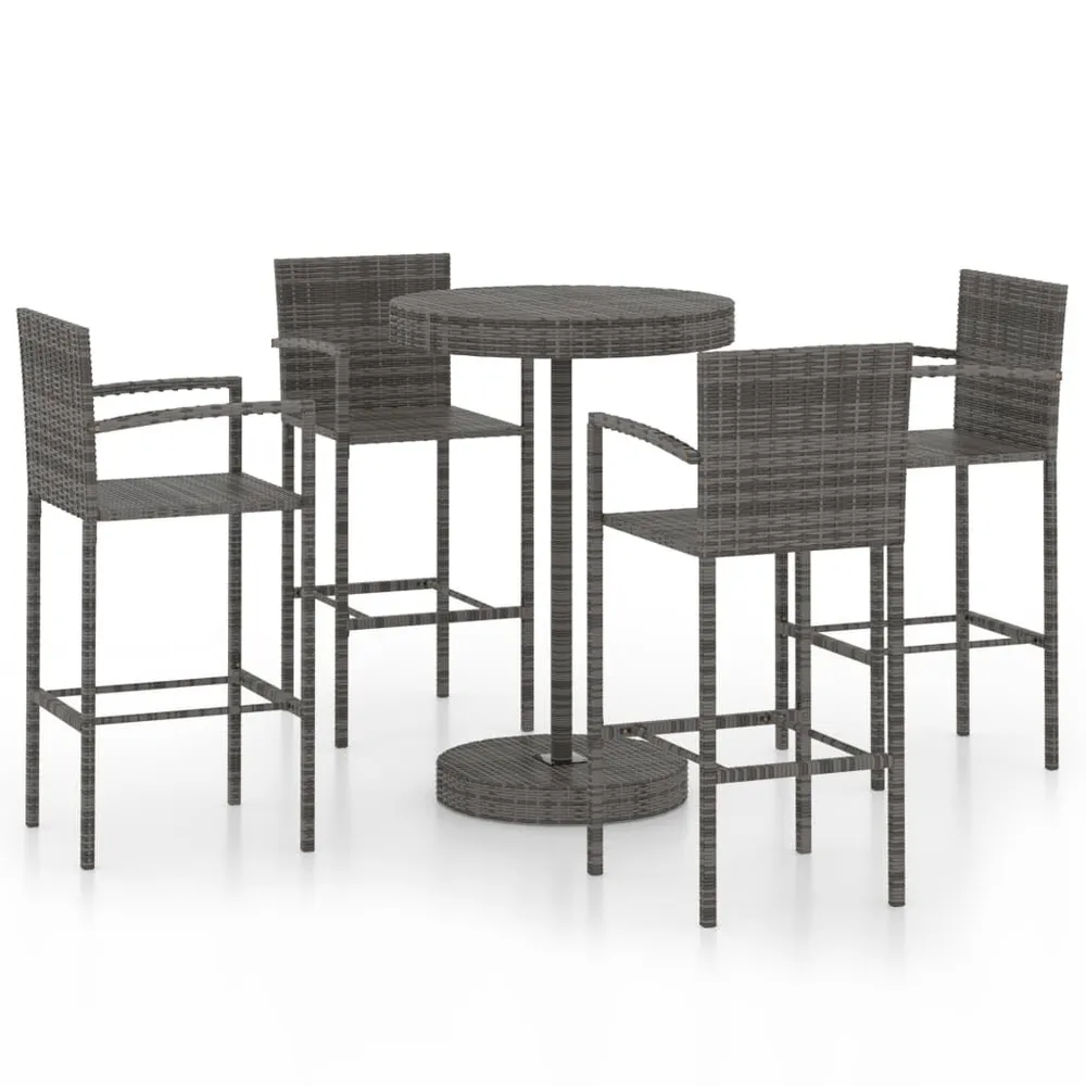 5-delige Tuinbarset poly rattan grijs met UV-bescherming | Snel geleverd