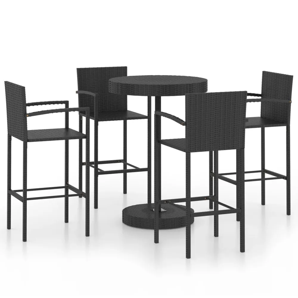 5-delige Tuinbarset poly rattan zwart voor Luxe Buiten Zitten