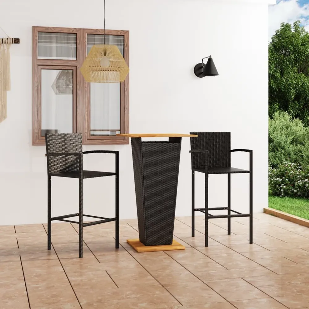 Comfortabele 3-delige Tuinbarset zwart