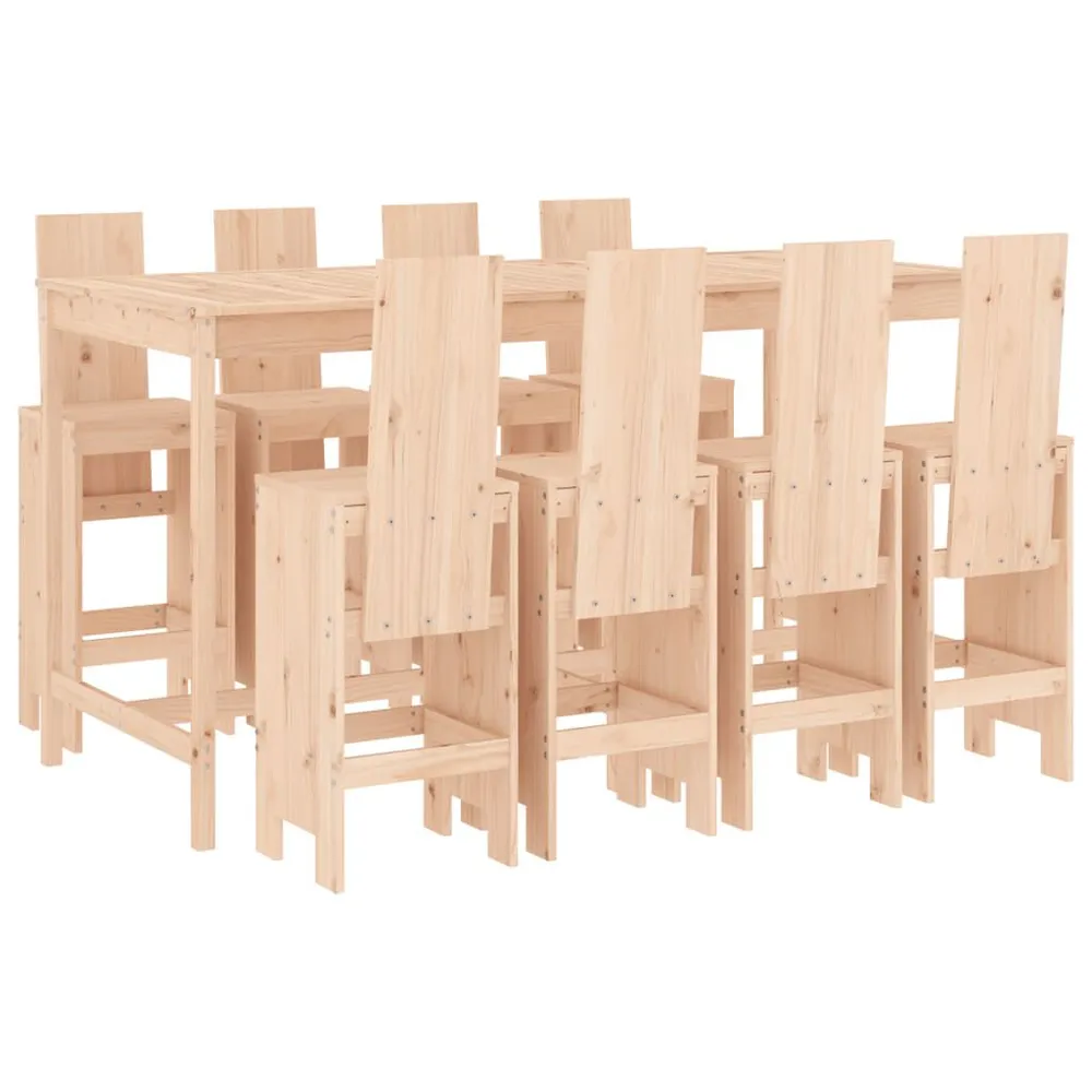 Comfortabele 9-delige Barset massief grenenhout