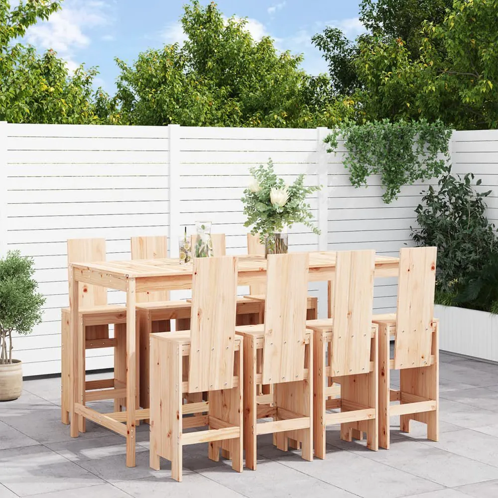 Comfortabele 9-delige Barset massief grenenhout