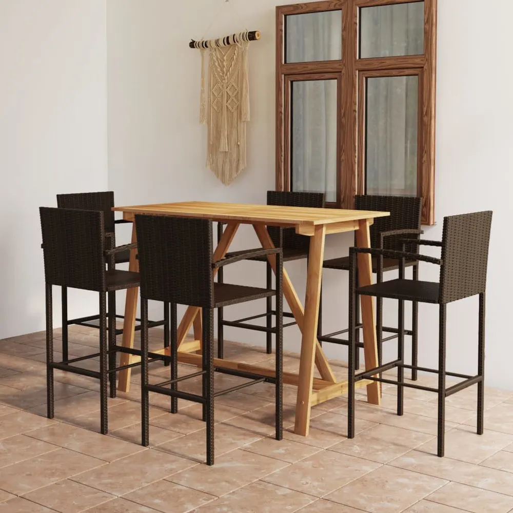 Moderne 7-delige Tuinbarset bruin