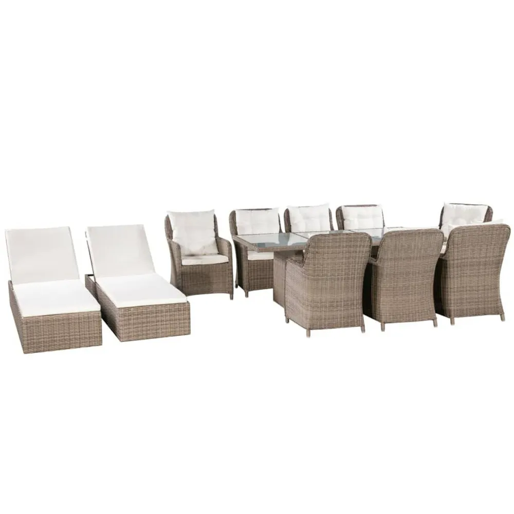 Premium All-Weather 11-delige Tuinset poly rattan bruin