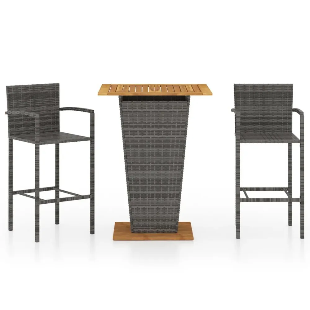 Rattan 3-delige Tuinbarset grijs
