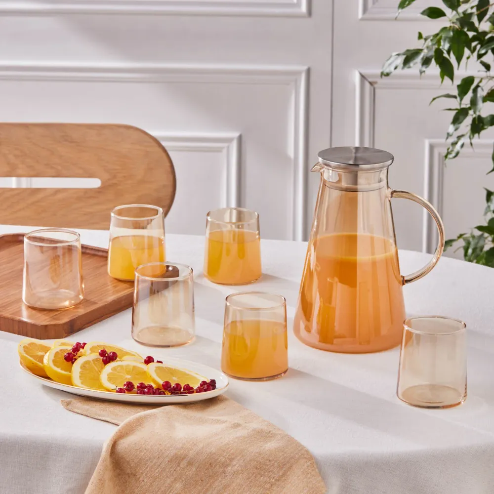 Karaca Serene 7-Delig Glazen Set, Amber