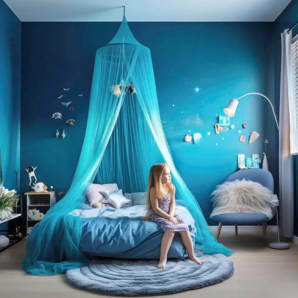 Blauw Bedhemel voor Meisjesbed