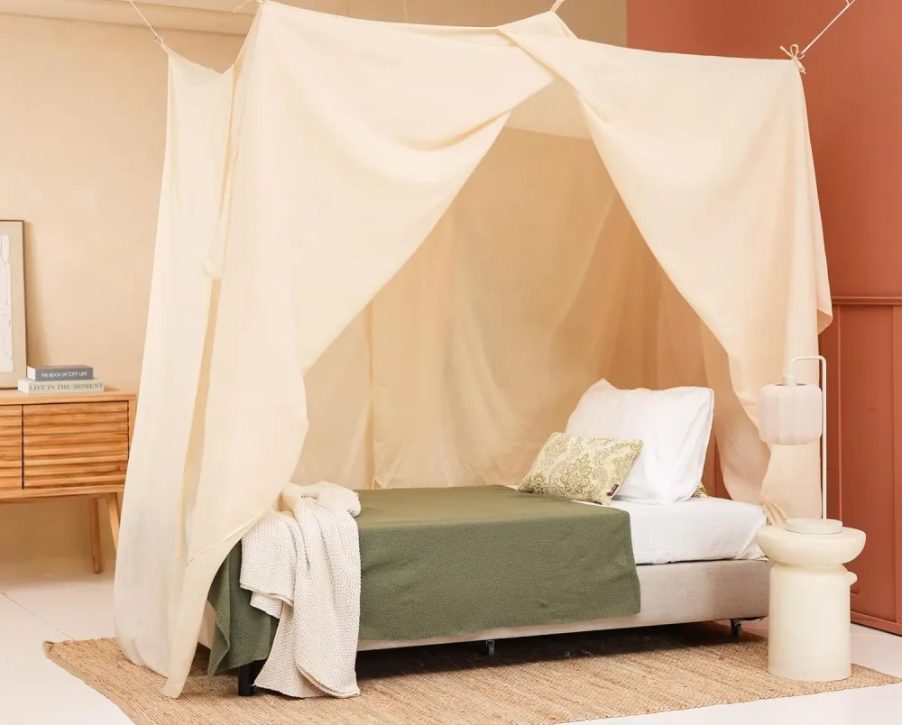 Crème Beige Bedhemel 200x100 CM – Klamboe voor Eenpersoonsbed