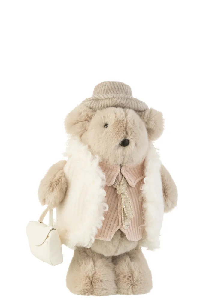 J-Line figuur Beer Das Tas - textiel - beige - small