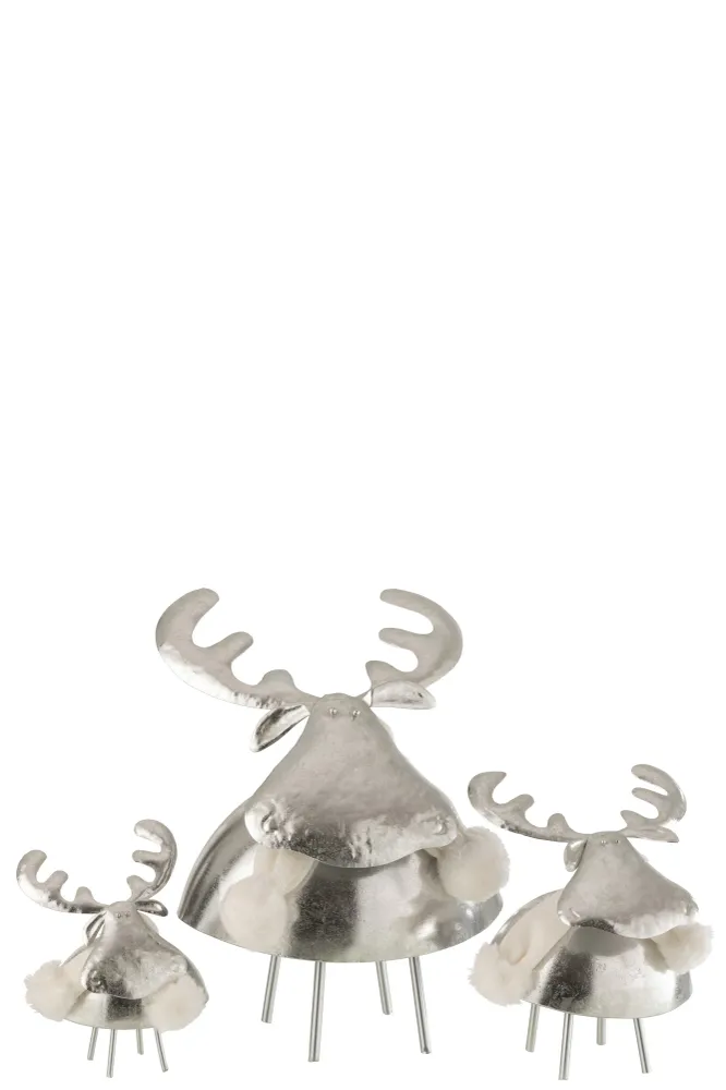 J-Line figuur Hert - metaal/textiel - zilver/wit - large
