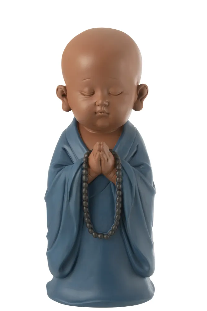 J-Line figuur Monnik Bidden - polyresin - blauw