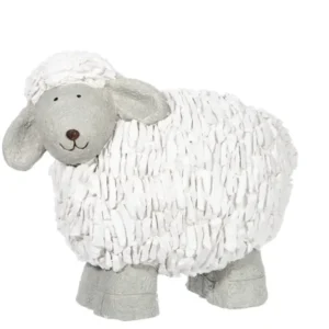 J-Line figuur Schaap - polyresin - wit/grijs - small