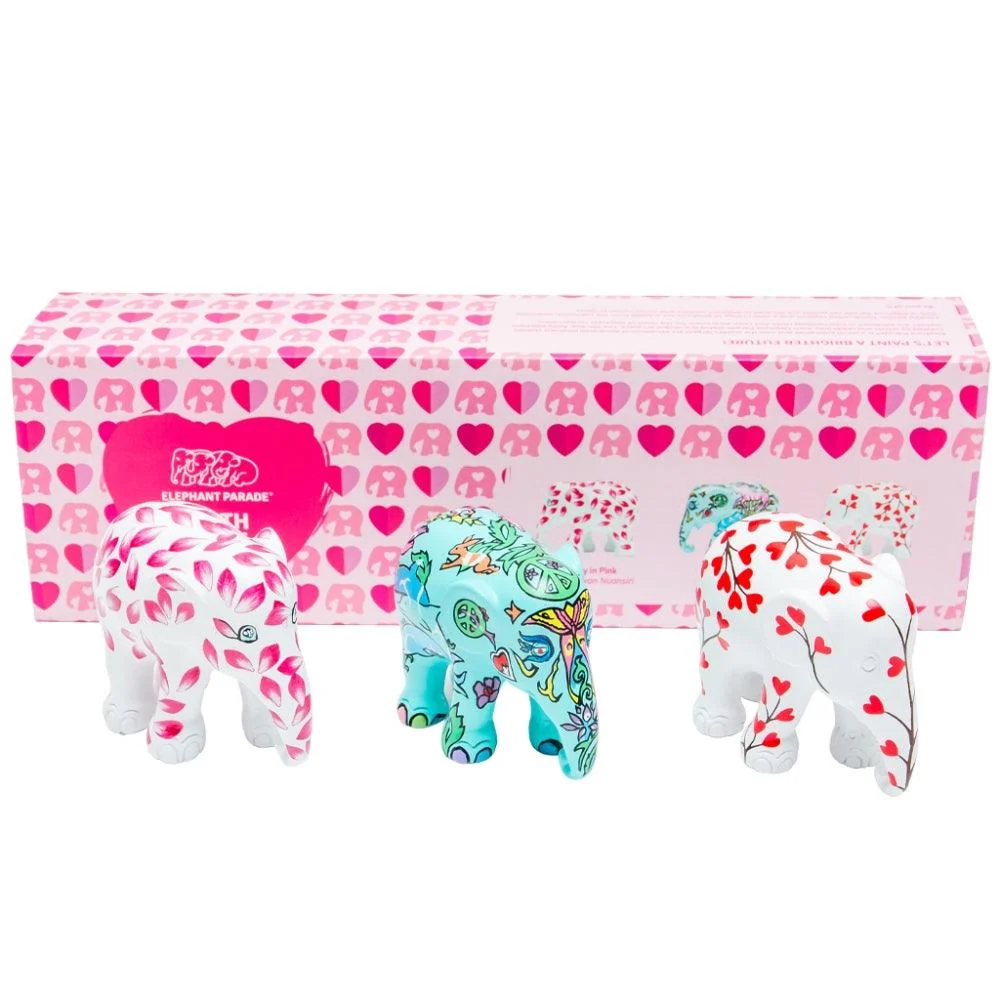 Elephant Parade multipack olifanten Love - Beauty Pink + Free Spirit + Tree Love MULTIPACK LOVE