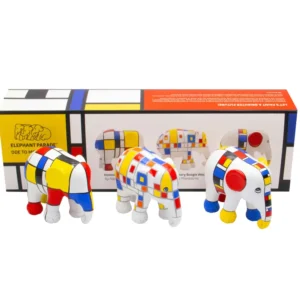 Elephant Parade multipack olifanten Ode Mondriaan – Nipon Kaewkumdee, Esther Springer Hommage aan Mondriaan + Hommage aan...