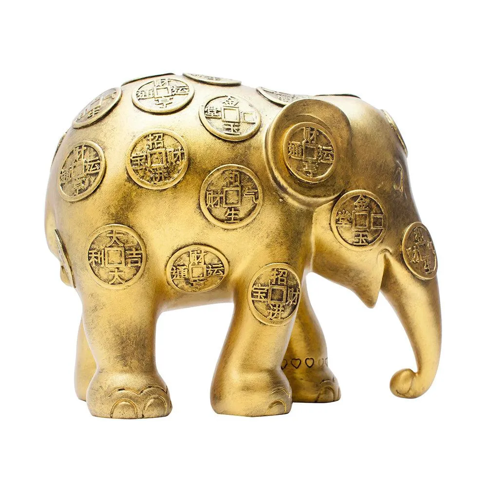 Elephant Parade olifant Geluksmunten 20cm Limited Edition 750 stuks LUCKY COINS 20