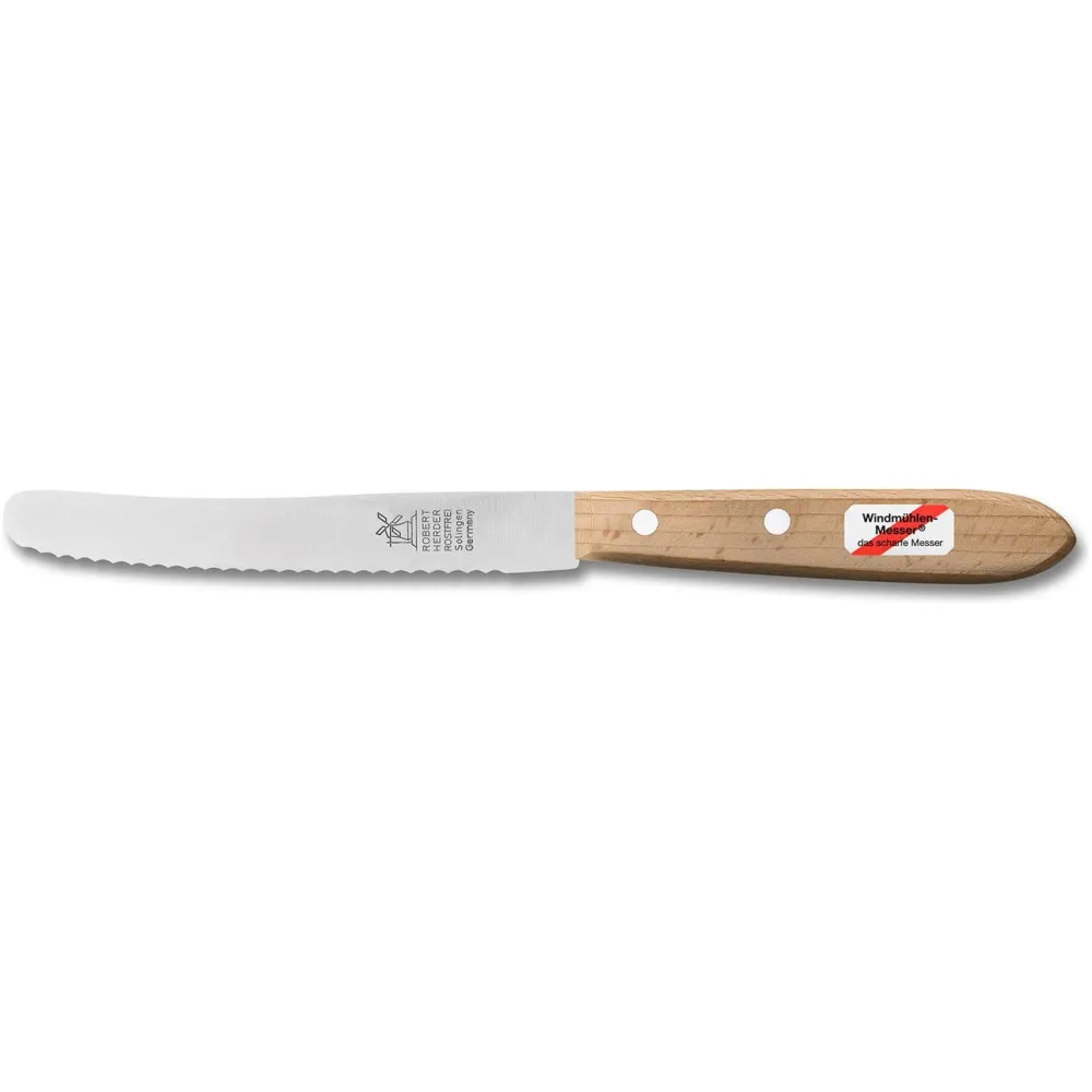 ROBERT HERDER klassiek Frans tafel- steakmes RVS lemmet 12cm met kartels en FSC roodbeuken heft