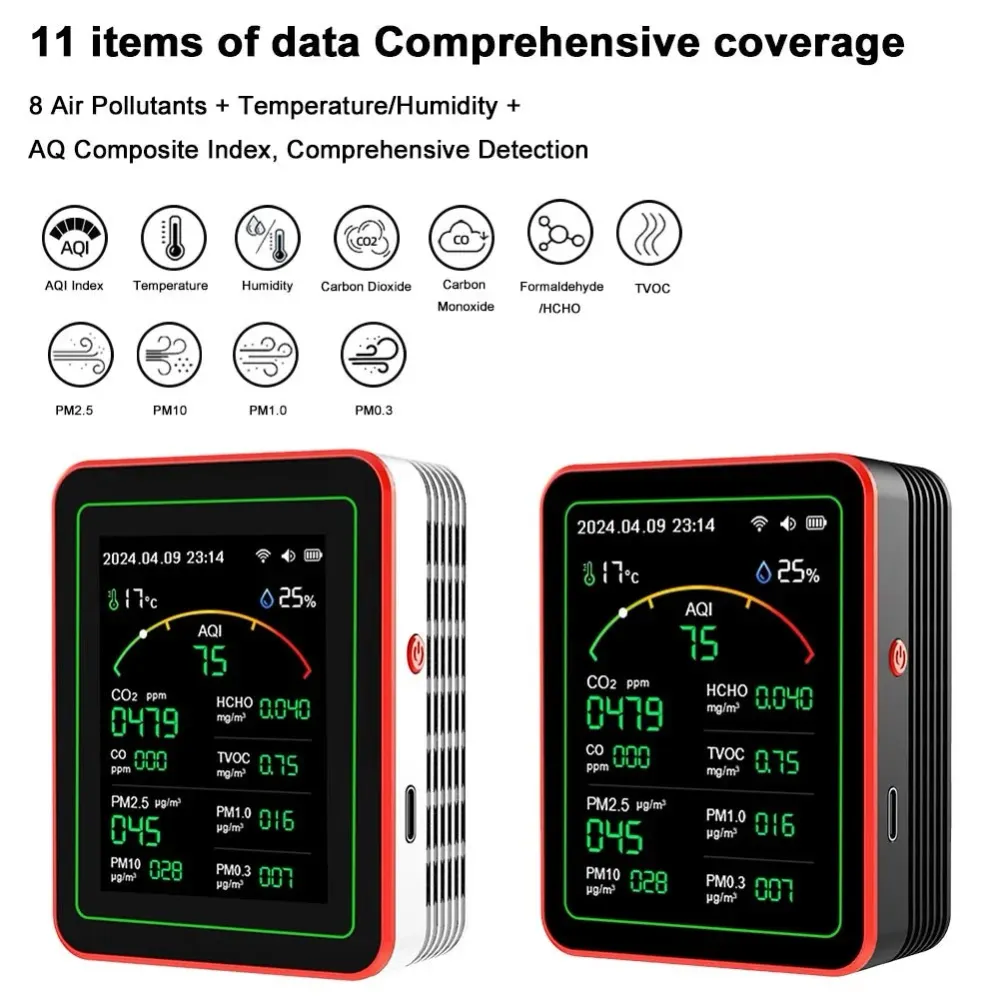 Slimme luchtkwaliteitsmeter – 15--1 sensor – WiFi verbinding & App-bediening Bivakshop