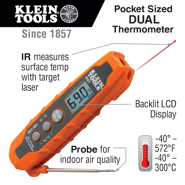 Klein Tools Infrared Thermometer Lcd Display Schermbediend Thermometer Infrared Thermometer