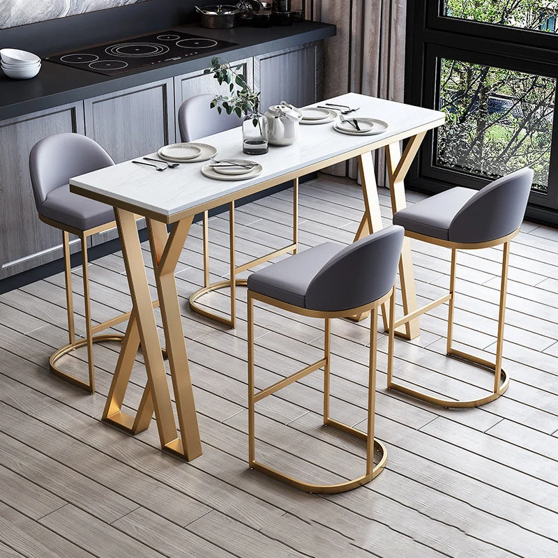 1/2/3/5/7 Pieces Actueel Rectangular Pub Table Set Sintered Stone Top Bistro Table Set