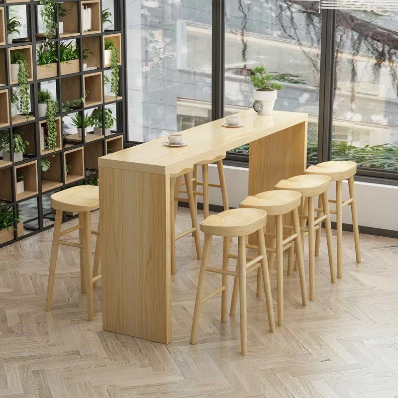 1/5/9 Pieces Strak Bar Table Set Rectangle Pine Wood Bistro Set