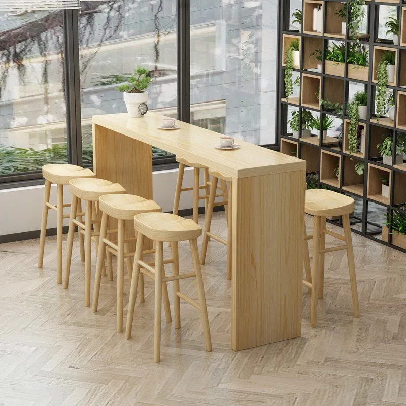 1/5/9 Pieces Strak Bar Table Set Rectangle Pine Wood Bistro Set