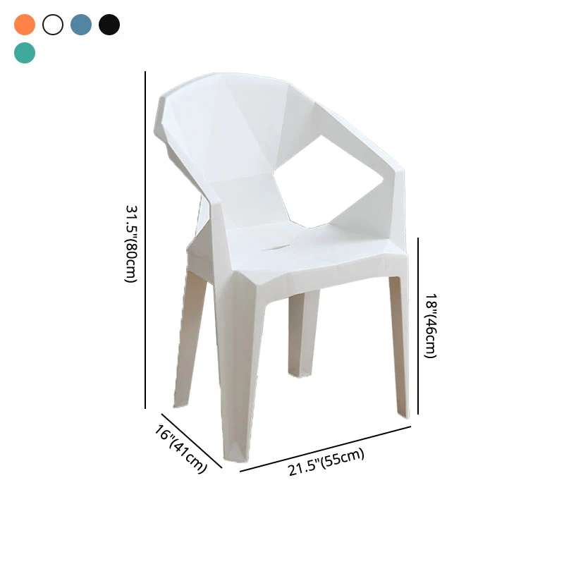 Actueel Plastic Dining Arm Chairs Outdoor Side Back Patio Dining Armchairs White