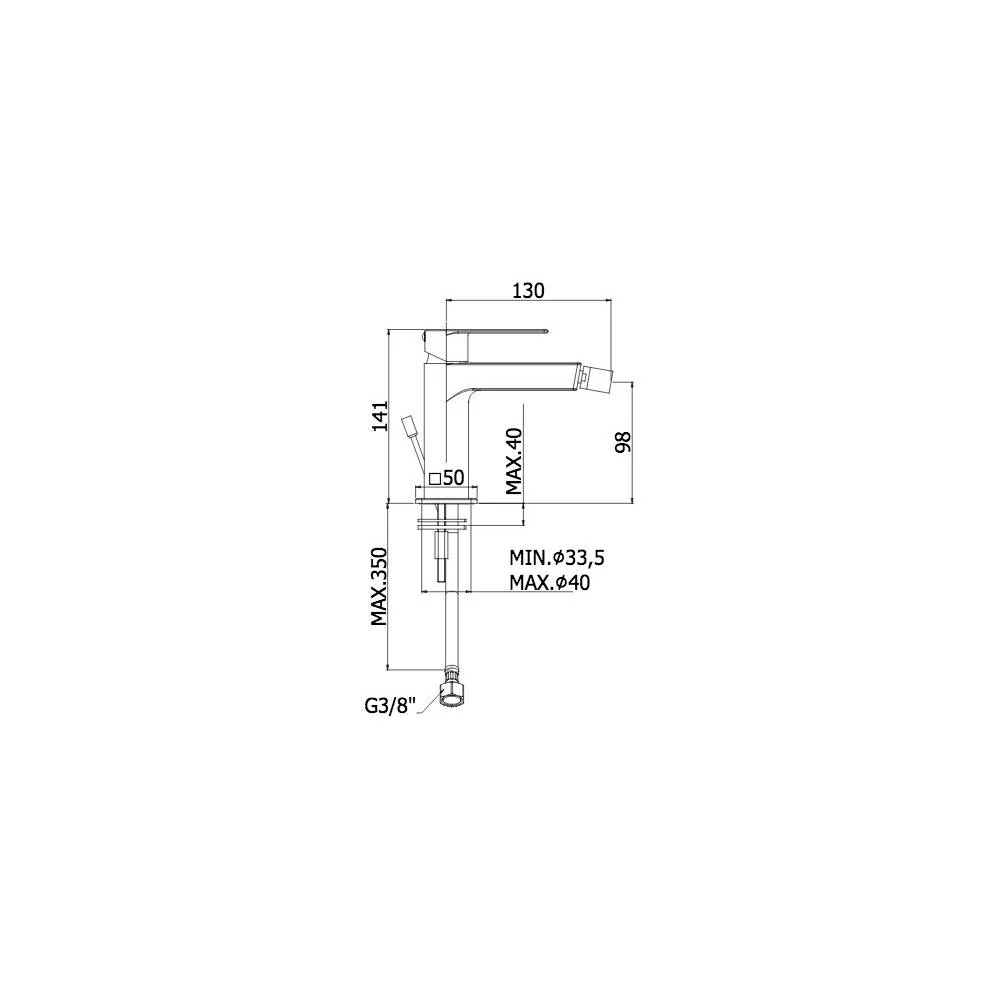 Bidet mixer above-counter Tango series model TA131ST staalsoort looking Paffoni