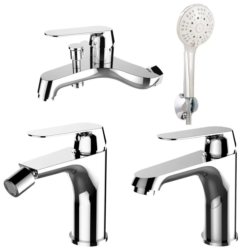 Composition mixers washbasin, bidet, and Echo bathtub chrome-plated geel koper