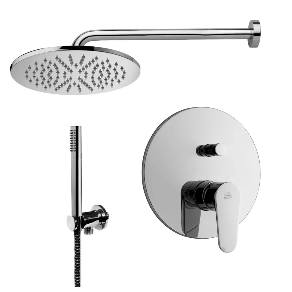 Green shower composition round showerhead, mixer diverter and duplex set