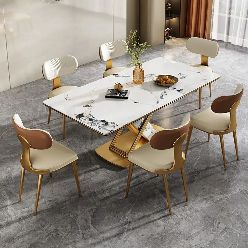 Luxurious Rectangle Dining Set 1/4/6/7 Pieces Sintered Stone Top Dinette Table Set Snel te Monteren | Complete Set