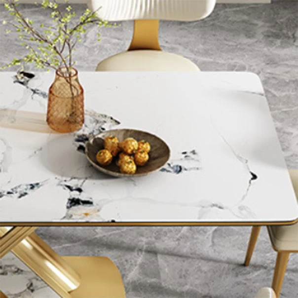 Luxurious Rectangle Dining Set 1/4/6/7 Pieces Sintered Stone Top Dinette Table Set UV-Bestendig en Kleurvast
