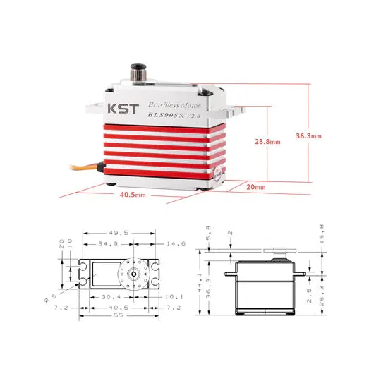 Met Eettafel KST BLS905X Brushless Tail Servo 8Kgf.cm 0.035sec 60°