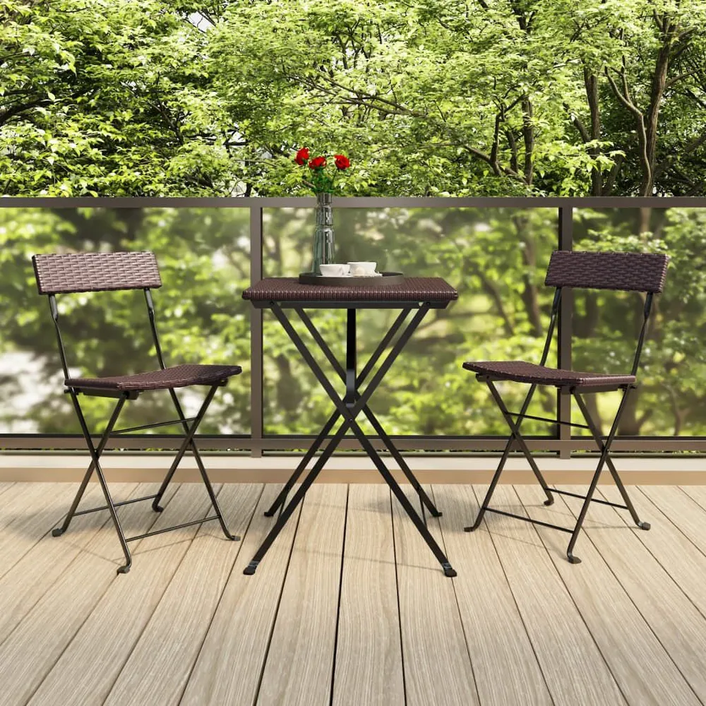 Moderne 3-delige Bistroset inklapbaar poly rattan bruin