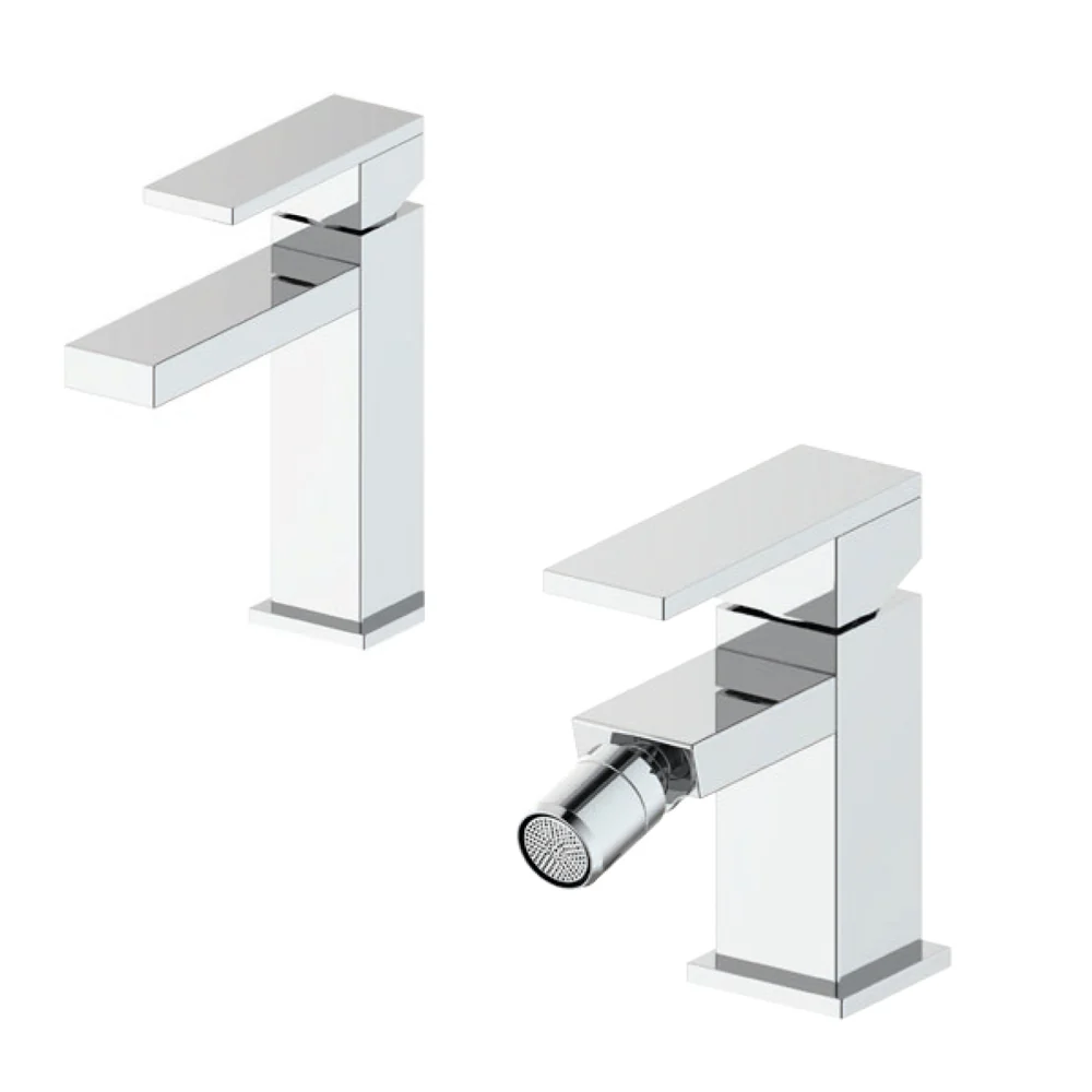 RubiFlux Square composition chrome-plated messing washbasin + bidet mixer tap