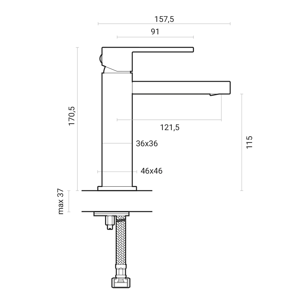 RubiFlux Square composition chrome-plated messing washbasin + bidet mixer tap
