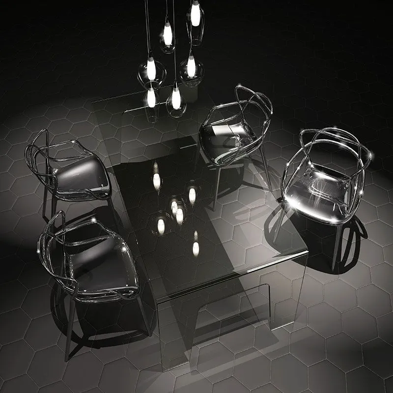 Scandinavian Design Open Back Arm Dining Chairs Van kunststof Side Chair Smoke