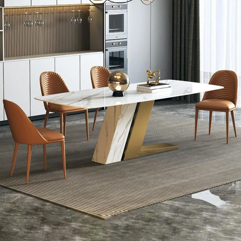 Strak Sintered Stone Top Dining Set Rectangle 1/4/5/7 Pieces Dinette Table Set