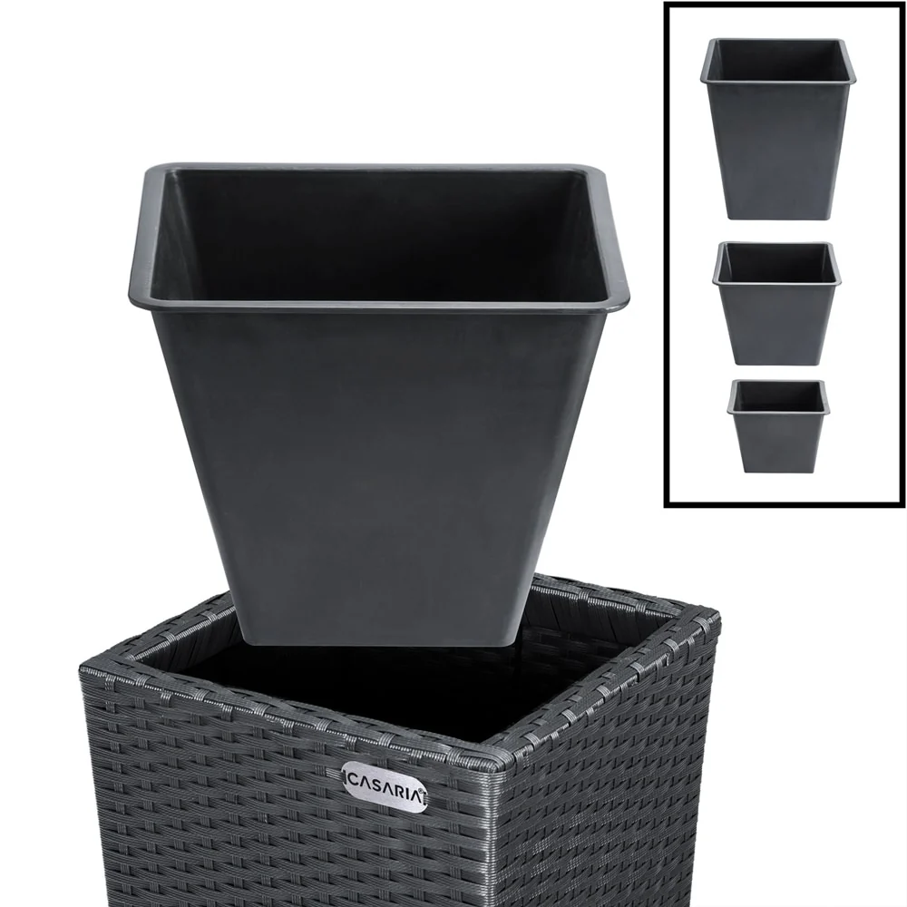 Bloempot / Plantenbak Set - Polyrattan - Set van 3 - Zwart Casaria®