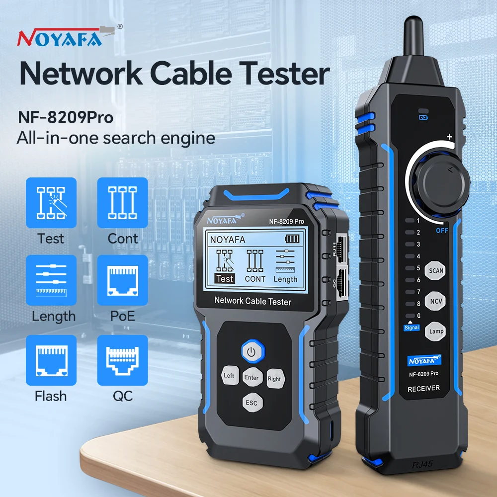 [NUEVA LLEGADA] NOYAFA NF-8209 Pro Kit de sonda y tóner de cable de rood avanzado y probador para localización de cables a...